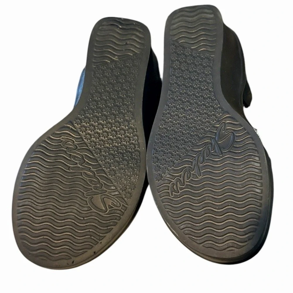 Skechers Cali Slip-ins Wedge Sandals Size 6 Womens Black Rhinestone Strappy‎